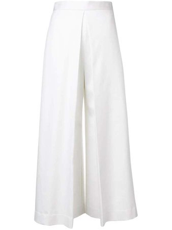 pleat-front stretch-Ottoman culottes