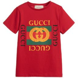Gucci - Red Cotton Logo T-Shirt | Childrensalon