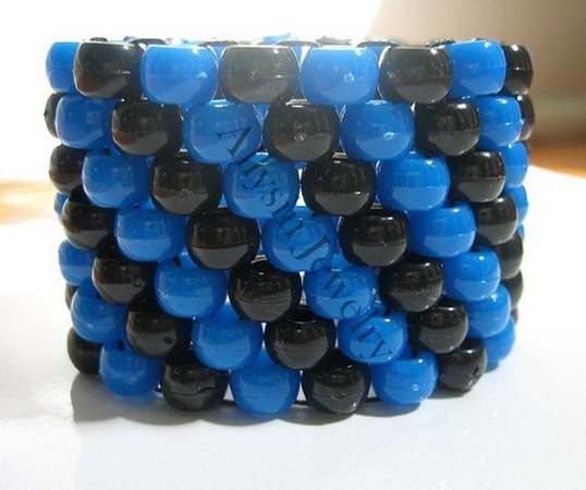 Black Blue Kandi Cuff Diagonal Raver Bracelet | Etsy