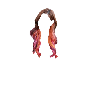 brown hair with pink/orange underneath PNG