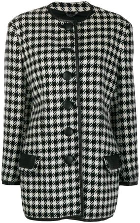 Pre-Owned 1980's houndstooth collarless coat