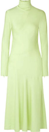 Welecio Silk-blend Turtleneck Midi Dress - Light green