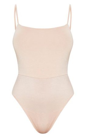 Nude Basic Square Neck Thong Bodysuit | PrettyLittleThing