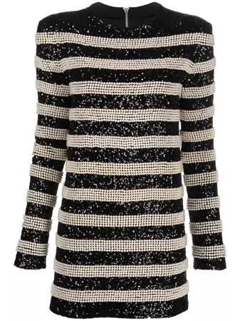 Balmain Embellished horizontal-stripe Mini Dress - Farfetch