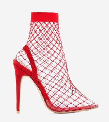 red fishnet shoes heels heeled