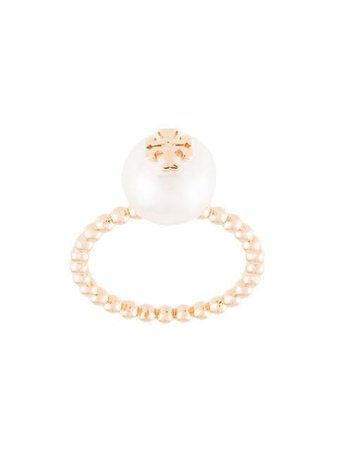 Tory Burch milgrain logo pearl ring