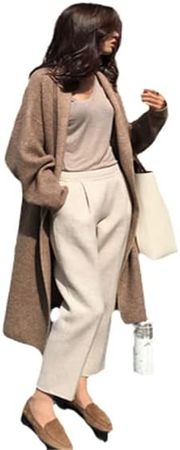 Amazon.com: Autumn Winter Wool Knitted Coat Medium Long Cardigan Women Loose Warm Sweater Women Cardigan : Clothing, Shoes & Jewelry