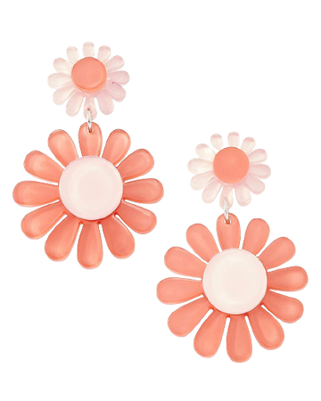 Pink '70s Flower Dangle Earrings