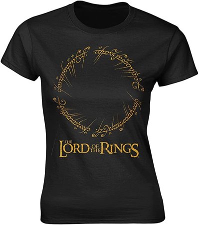 Amazon.com: Lord of The Rings 'Ring Inscription Gold' Womens Fitted T-Shirt (Extra Large): Clothing