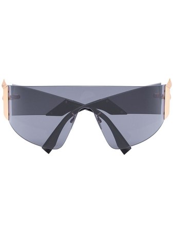 Black Fendi Eyewear F solid visor sunglasses - Farfetch