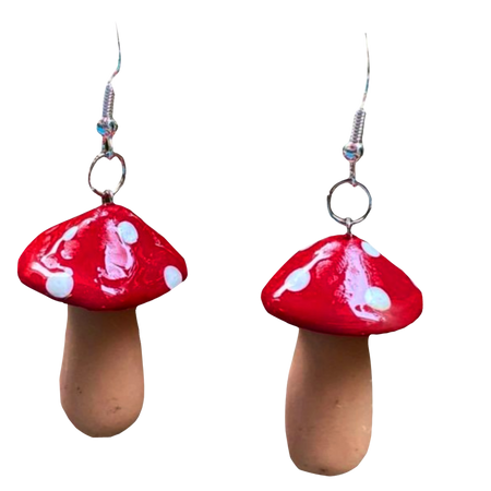 red mushroom earrings
