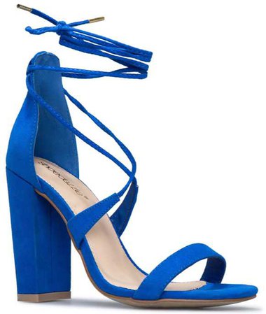 Blue Strappy chunky heel