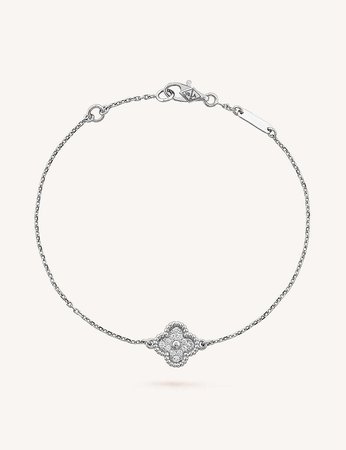 VAN CLEEF & ARPELS - Sweet Alhambra white-gold and 0.08ct diamond bracelet | Selfridges.com