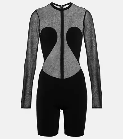 Semi-sheer paneled jumpsuit in black - Alaia | Mytheresa
