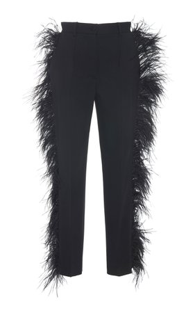 Feather-Trimmed Wool-Blend Pants by Dolce & Gabbana | Moda Operandi