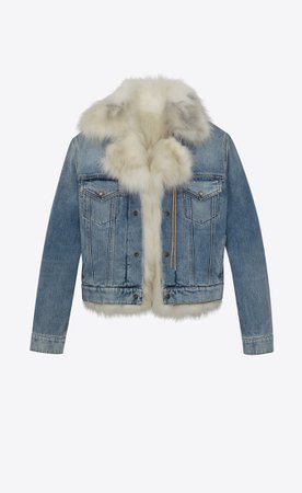 Saint Laurent ‎Fur Lined Denim Jacket ‎ | YSL.com