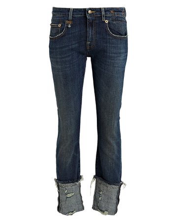 R13 | Boy Cuffed Dark Vintage Blue Skinny Jeans | INTERMIX®