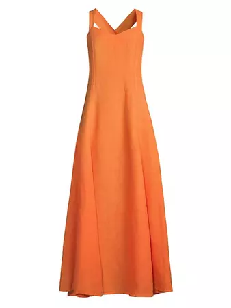 Shop 120% Lino Cross-Back Linen Maxi Dress | Saks Fifth Avenue