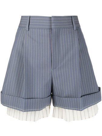 Shop blue & neutral Chloé double-layer pinstripe tailored shorts with Express Delivery - Farfetch