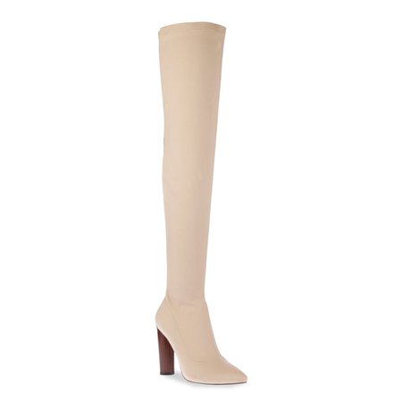 EGO - Lily Over The Knee Boots In Nude Lycra