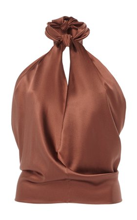 City Scape Knotted Silk Halterneck Top by Johanna Ortiz | Moda Operandi