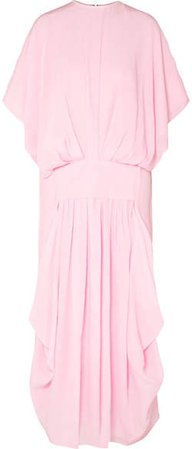 Crinkled-silk Midi Dress - Pink