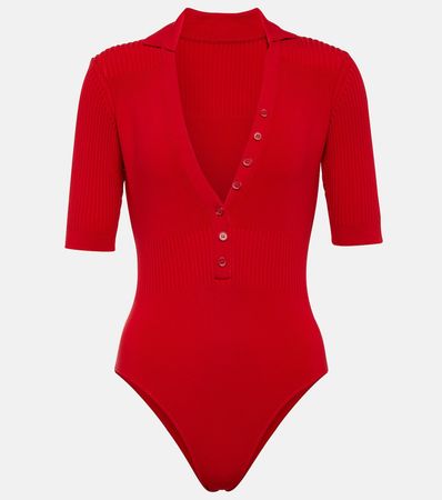 Le Body Yauco Ribbed Knit Bodysuit in Red - Jacquemus | Mytheresa