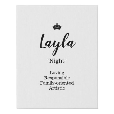 Name Meaning Canvas Picture - Layla | Zazzle.co.uk