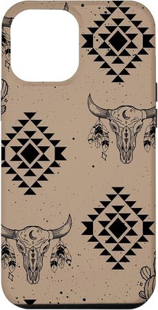 Amazon.com: iPhone 14 Pro Max Western Country Aztec Bull Skull Cactus Cacti pattern Case : Cell Phones & Accessories