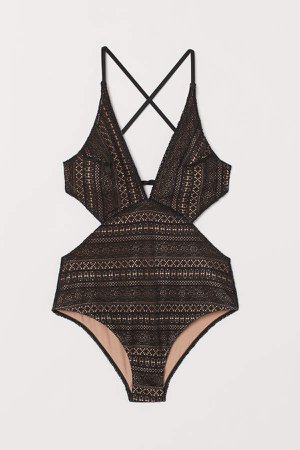 Swimsuit with Lace - Black