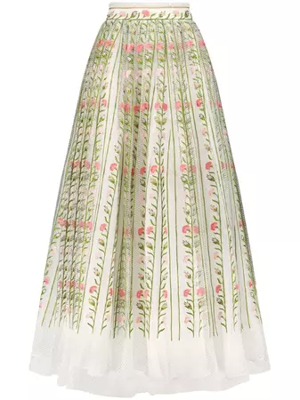 Giambattista Valli Foliage-embroidered Tulle Maxi Skirt - Farfetch