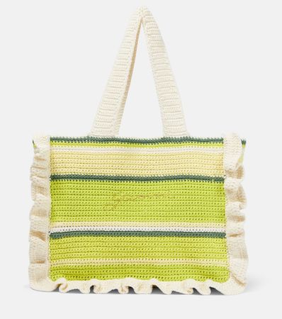 Crocheted Tote Bag in Green - Ganni | Mytheresa