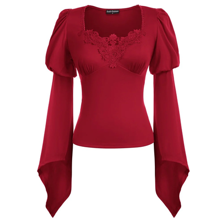 red bell sleeve blouse