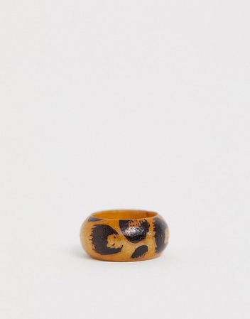 Glamorous leopard print wooden ring | ASOS