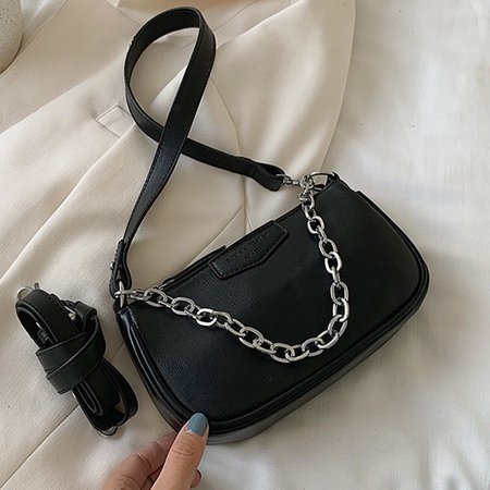 Kunado Faux Leather Chained Shoulder Bag | YesStyle
