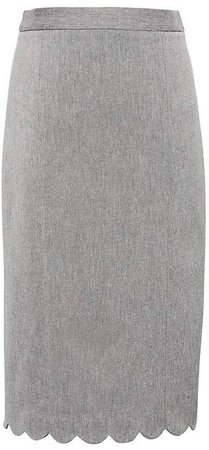 Scalloped Bi-Stretch Pencil Skirt