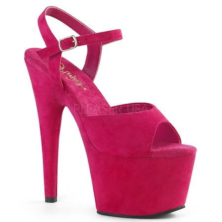 Pleaser Adore 709FS Hot Pink Faux Suede 7 Inch High Heel Sandals with 3" Platforms