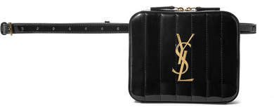 Vicky Quilted Patent-leather Belt Bag - Black