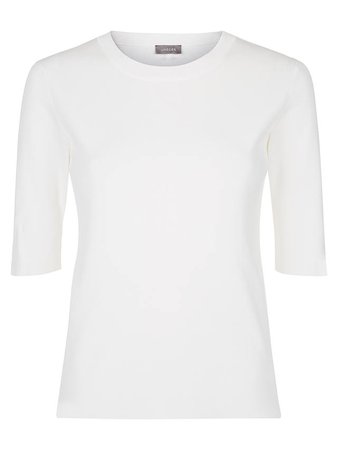 Jaeger Compact Knit T-Shirt, Ivory at John Lewis & Partners