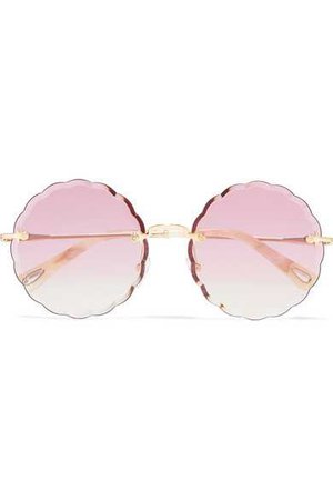 Chloé | Scalloped round-frame gold-tone sunglasses | NET-A-PORTER.COM