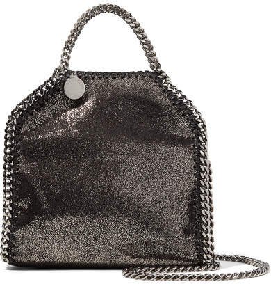 The Falabella Tiny Faux Brushed-leather Shoulder Bag - Black