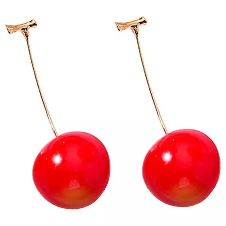 moca 3D Red Cherry Drop Earrings Cute Fruit Gold Dangle Earrings Charm Jewelry Gift Earrings for Women Girls
