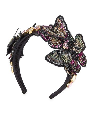 Dolce & Gabbana Silk 3D Butterfly Headband | Neiman Marcus