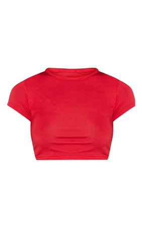 Basic Red Short Sleeve Crop T Shirt | PrettyLittleThing