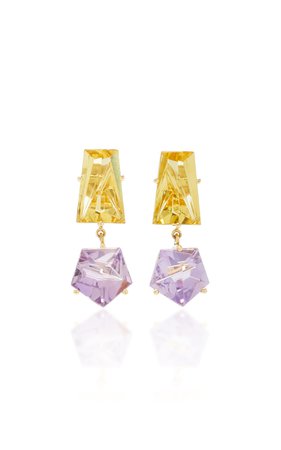 18K Gold, Amethyst and Beryl Earrings by MISUI | Moda Operandi