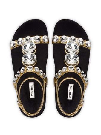 Miu Miu Crystal Embellished Sandals - Farfetch