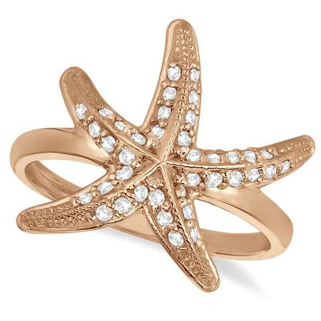 Rose Gold Diamond Starfish Ring