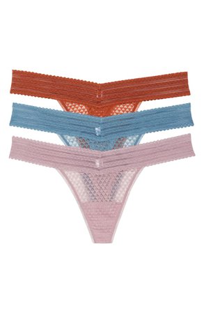Madewell 3-Pack Geo Lace Thongs | Nordstrom