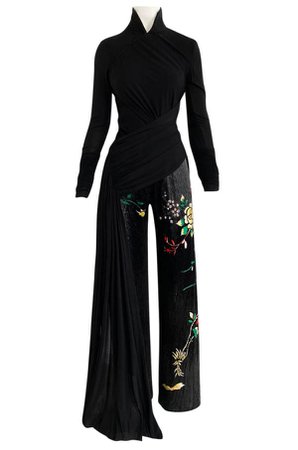 JEAN PAUL GAULTIER Fall 2001 Jean Paul Gaultier Haute Couture Heavily Beaded & Embroidered Pant w Silk Jersey Top Set