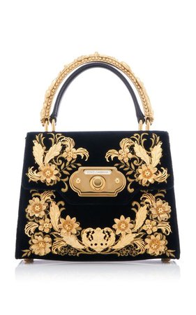 dolce and gabbana black gold velvet bag